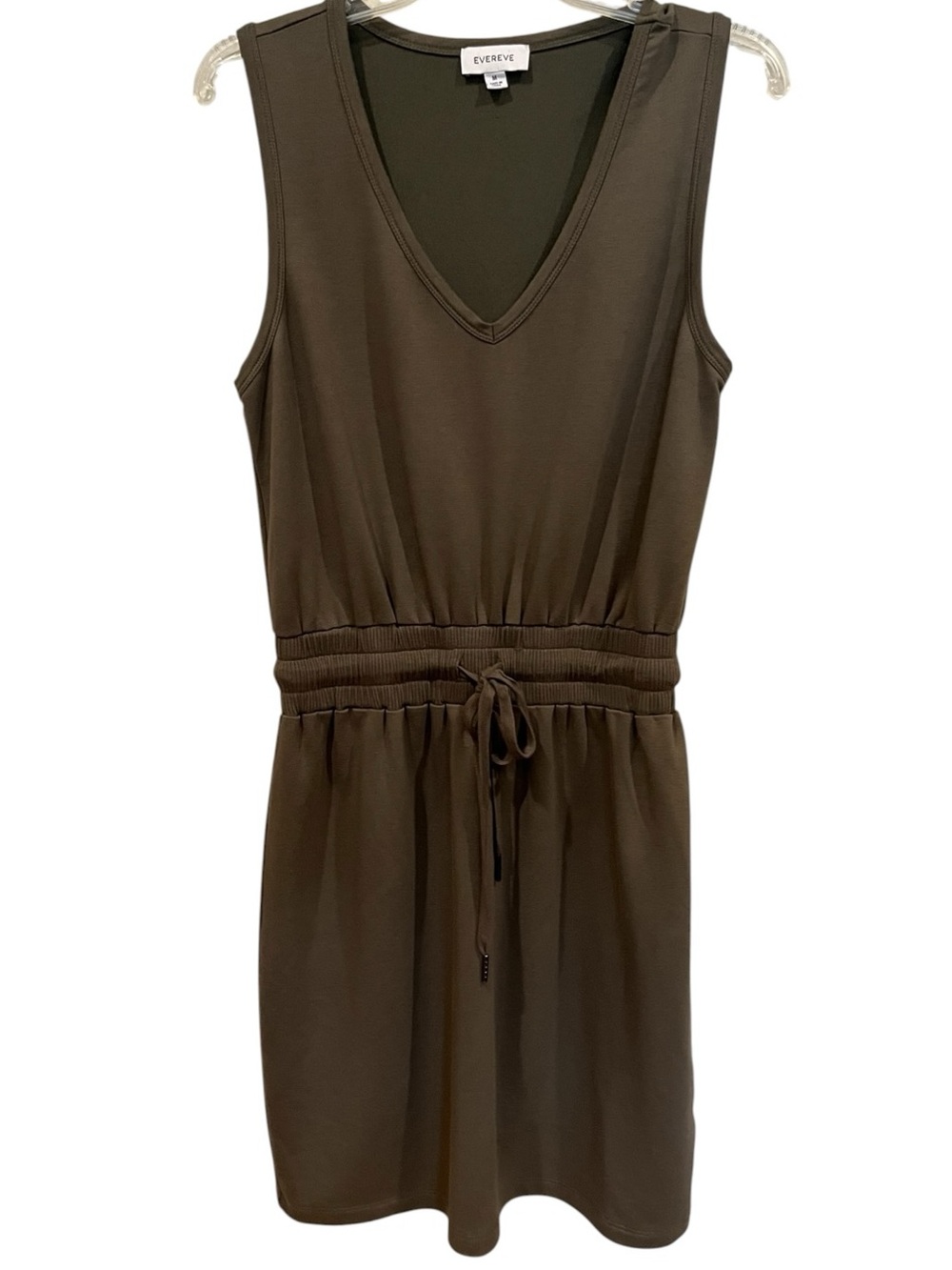Evereve Olive Sleeveless V-Neck Drawstring Waist Dress size medium